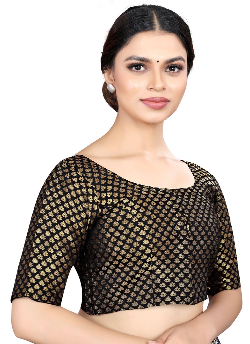 Buy Online Black Ceremonial Banarasi Silk Designer Blouse : 259885 