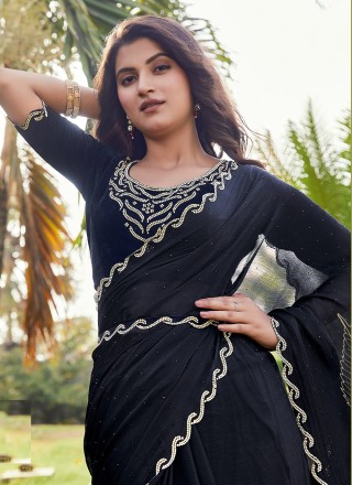 Black Chiffon Stone Classic Saree