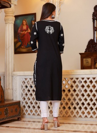 Black Cotton Lucknowi work Readymade Salwar Suit
