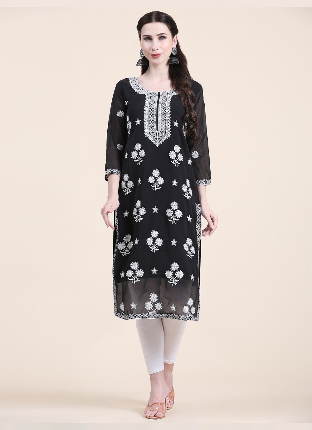Embroidery Georgette Kurtis Online Shopping Buy Online Black