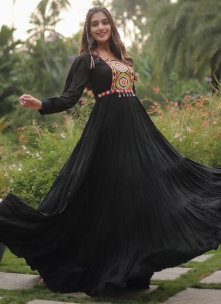 Black Embroidered Gown