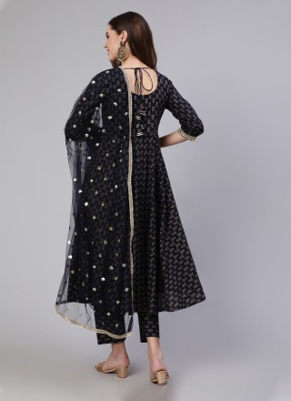 Black Embroidered Readymade Suit