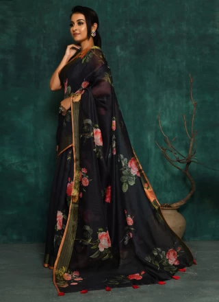 Black Fancy Fabric Classic Designer Saree