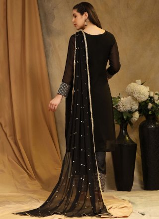 Black Faux Georgette Pakistani Salwar Suit with