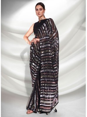 Black Festival Contemporary Style Saree