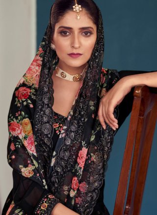 Black Georgette Pakistani Salwar Suit