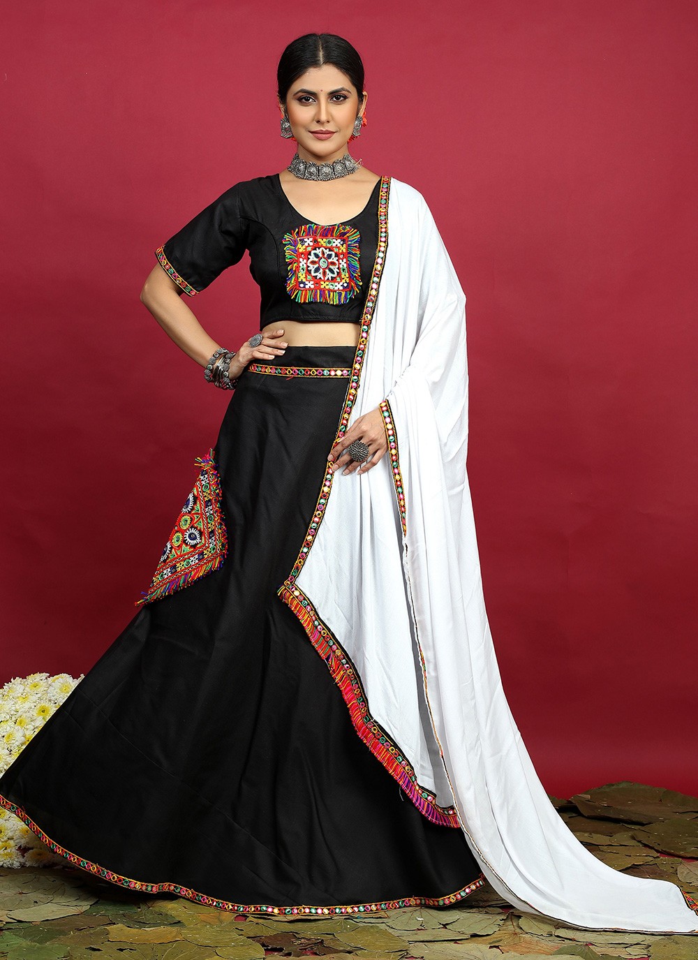 Buy Shiny Black Stylish Lehenga - Embroidered A Line Lehenga Choli –  Empress Clothing
