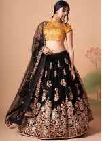 Black Net Wedding A Line Lehenga Choli