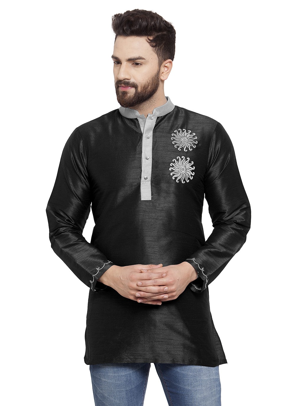 Buy Black Party Short Kurta Online Mens