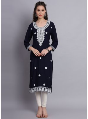 Black Rayon Casual Kurti