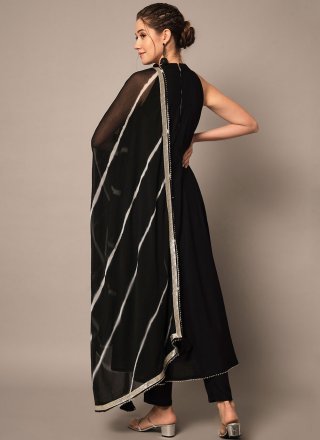 Black Rayon Plain Work Readymade Salwar Suit for Festival
