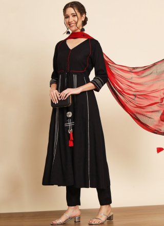 Black Rayon Plain Work Salwar Suit for Ceremonial