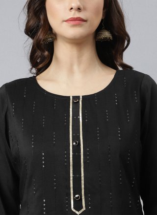 Black Sangeet Poly Silk Readymade Salwar Suit