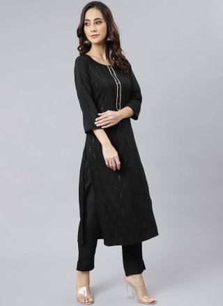 Black Sangeet Poly Silk Readymade Salwar Suit