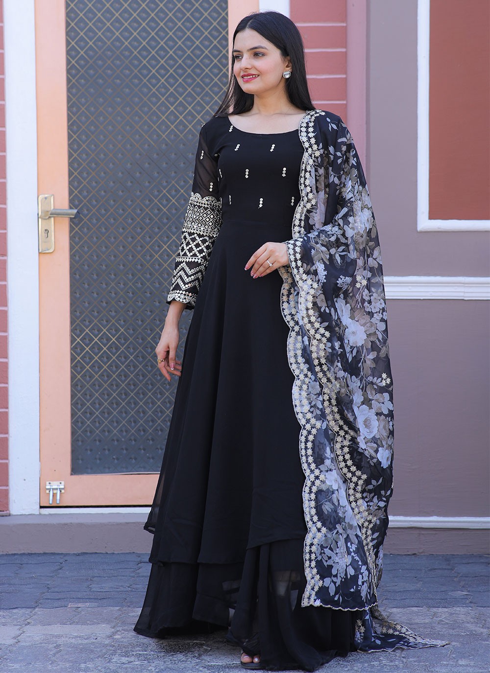 Black Sequins Sangeet Readymade Style