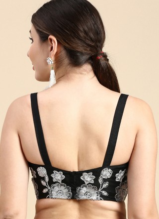 Black Silk Embroidered Blouse