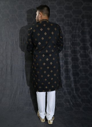 Black Silk Kurta Pyjama with