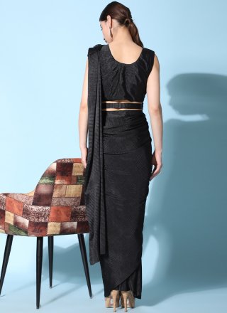 Black Plain Saree In Silk 5278SR03