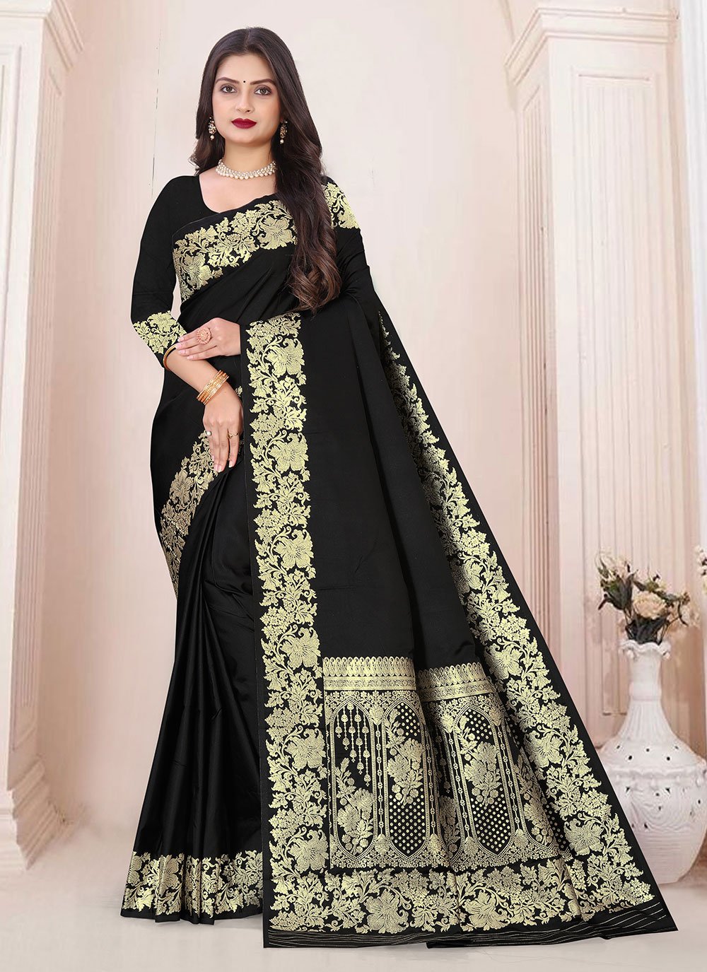 Buy Sareez House Solid/Plain Daily Wear Net Black Sarees Online @ Best  Price In India | Flipkart.com