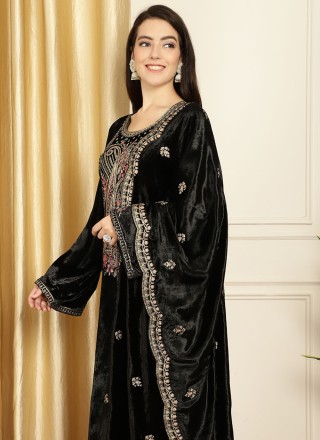 Black Velvet Embroidered Salwar Kameez