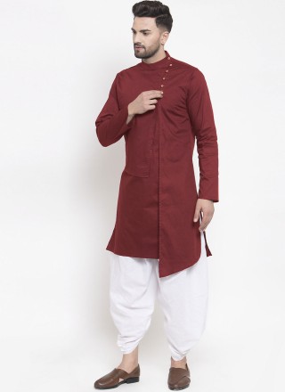 Blended Cotton Indo Western in Maroon