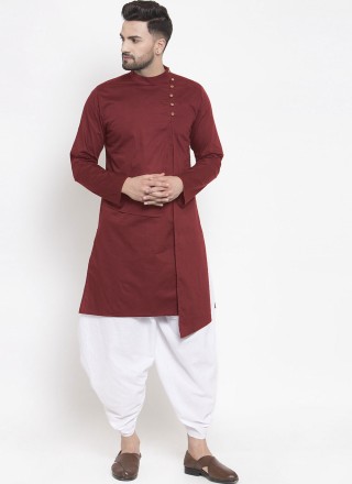 Blended Cotton Indo Western in Maroon
