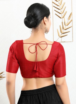 Blouse Plain Art Silk in Red
