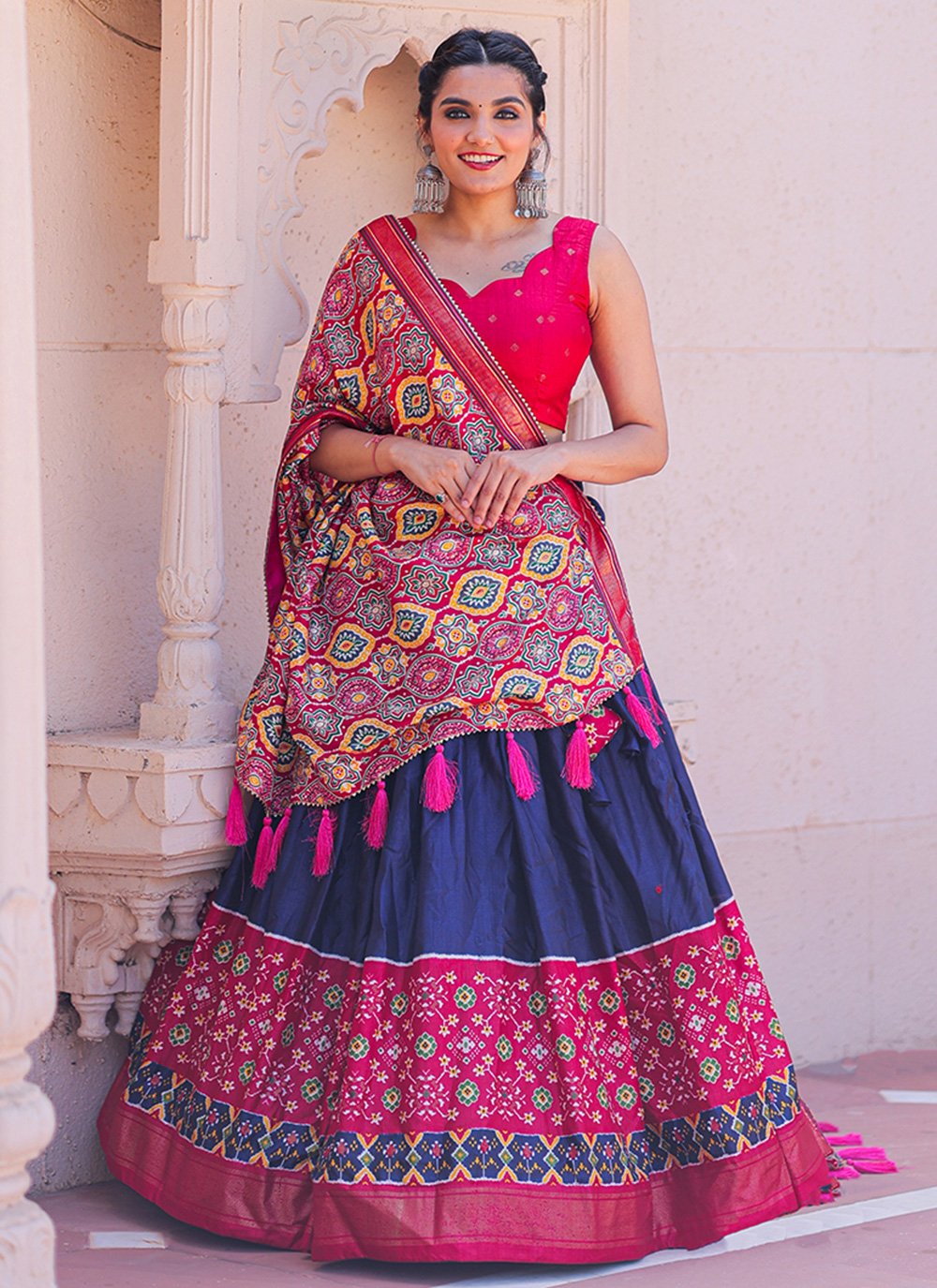 Fascinating Pink And Blue Wedding Lehenga at best price in Delhi