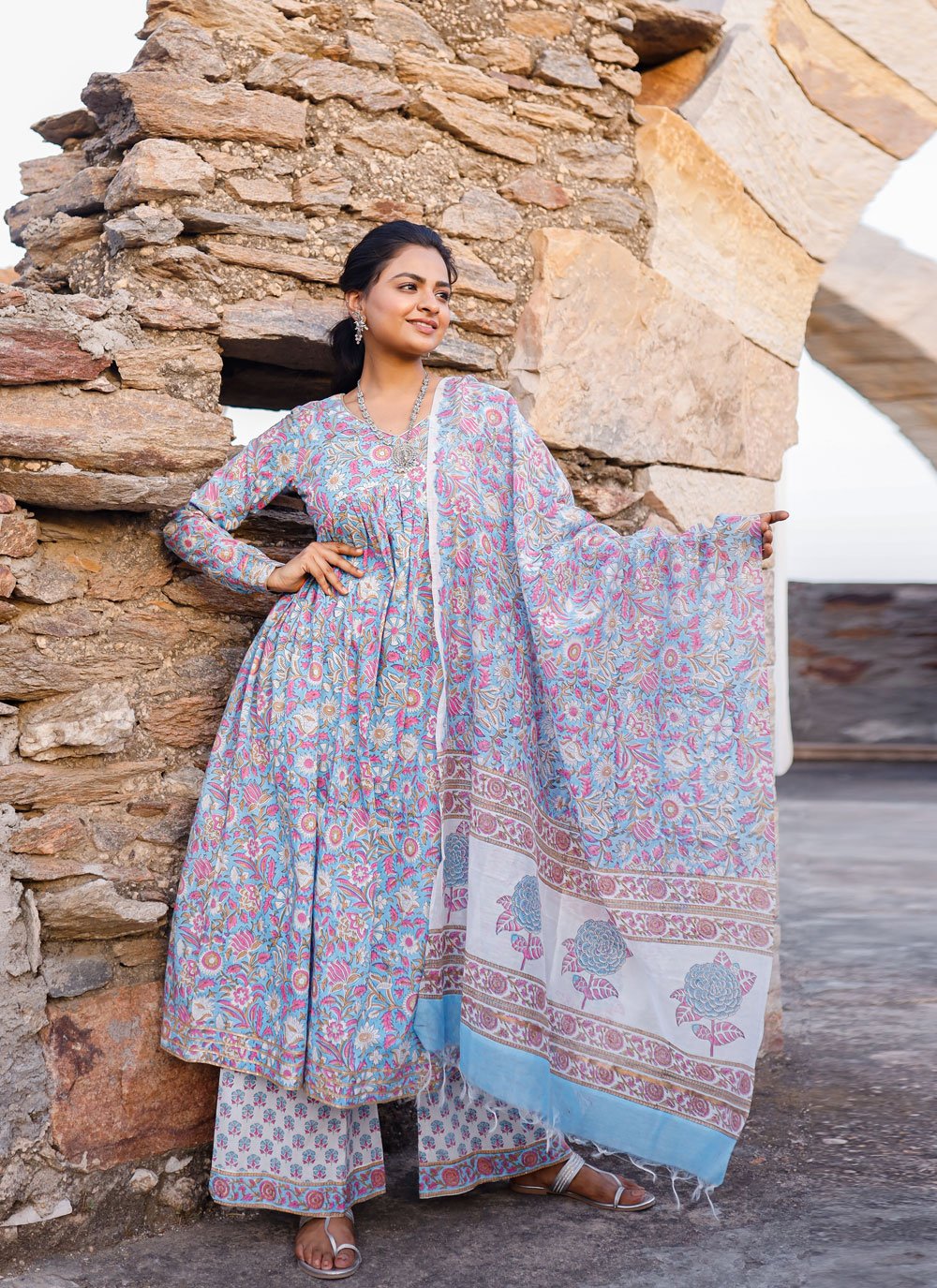 Shiddat Eliza Printed Cotton Salwar Kameez | White Pink – My Fashion Road