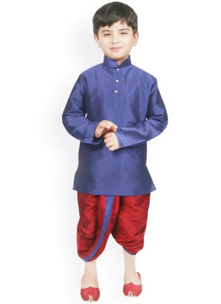 Blue Dupion Silk Dhoti Kurta