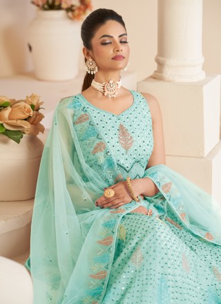 Blue Embroidered Trendy Lehenga Choli