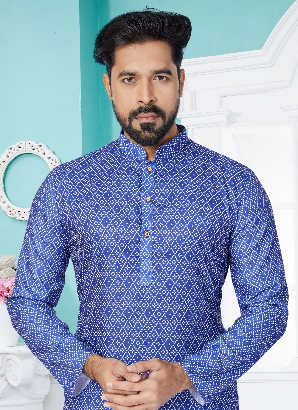 Buy Blue Engagement Kurta Pyjama Online