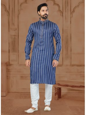 Blue Engagement Soft Cotton Kurta