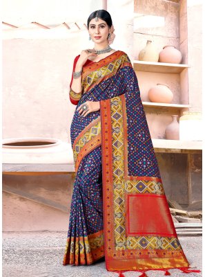 Blue Fancy Banarasi Silk Bandhani Saree
