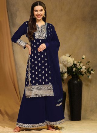 Blue Faux Georgette Salwar Suit