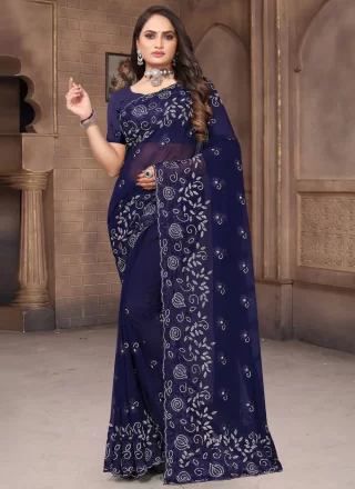 Blue Georgette Trendy Saree with