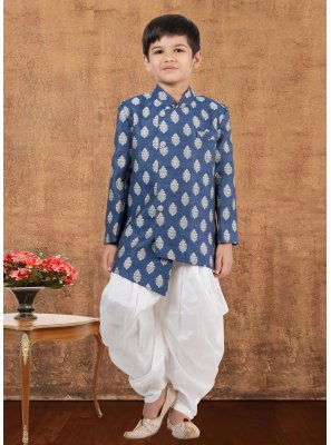Blue Jacquard Silk Fancy Indo Western