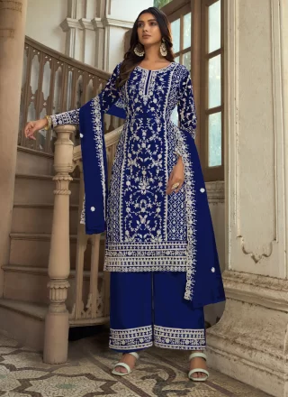 Blue Net Salwar Suit