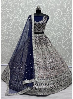 Blue Reception Designer Lehenga Choli