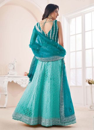 Blue Sequins Designer Lehenga Choli