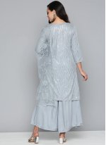 Blue Sequins Viscose Straight Salwar Suit