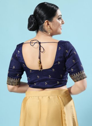 Blue Silk Designer Blouse with Embroidered Work for Women