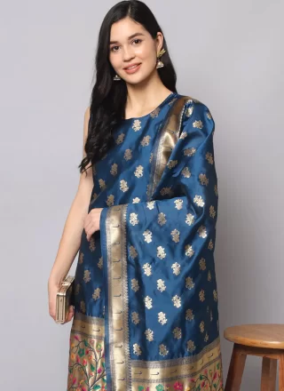 Blue Silk Trendy Salwar Suit