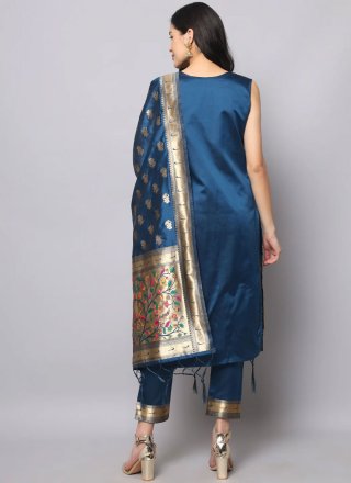 Blue Silk Trendy Salwar Suit