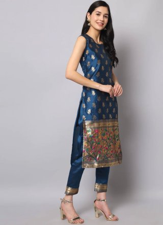 Blue Silk Trendy Salwar Suit