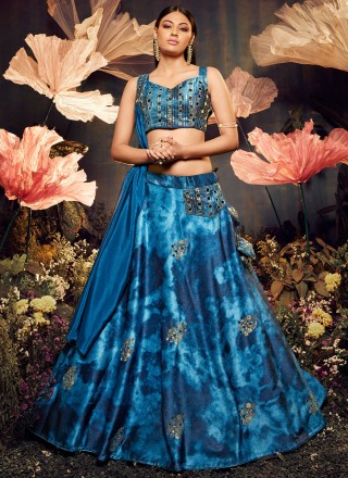Electric Blue Lehenga Set With Embroidery Design by Charu & Vasundhara at  Pernia's Pop Up Shop 2024
