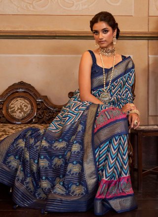 Blue Weaving Contemporary Saree