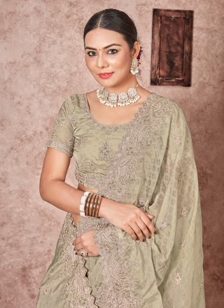 Border Sea Green Designer Saree