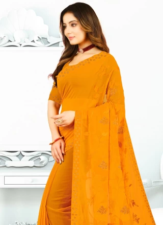 Border Silk Trendy Saree in Orange