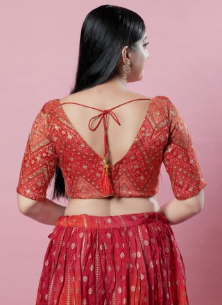 Brocade Blouse In Red